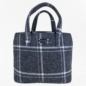 Pendleton Black Wool Plaid Mini Tote Bag Structured Handbag with Zipper Closure